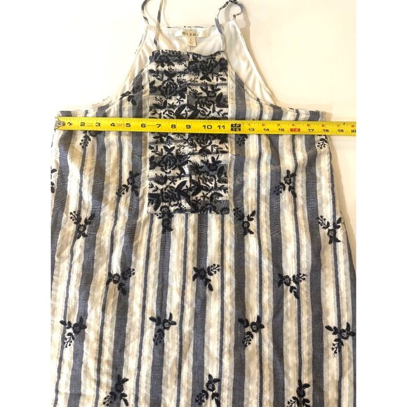 Miami Womens Blue & White Striped Embroidered Sundress Size L - Picture 6 of 9